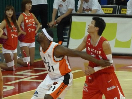 DeAngelo Castro blocks an opponent.