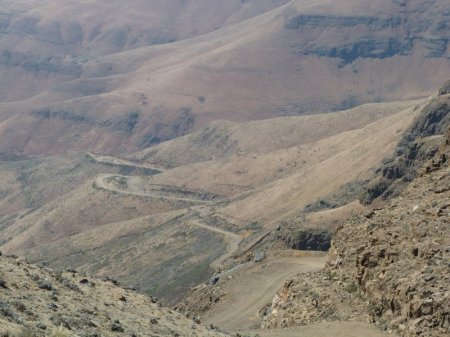 Looking back down Sani Pass