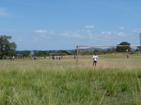 View from behind the goal.